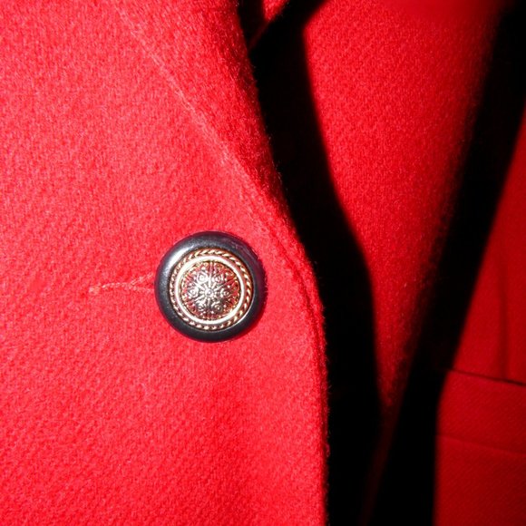 Women's Red Wool Blazer Jacket w/ Metallic Scroll - Picture 5 of 9